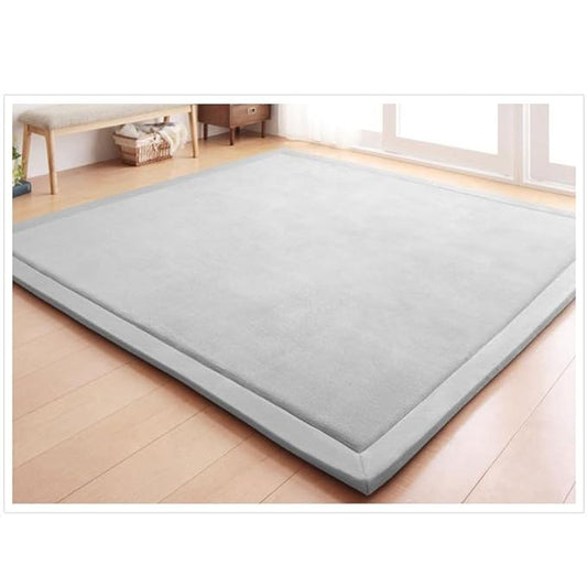 Loartee Nursery Rug Coral Velvet Crawling Rugs Mat Area Rugs Play Crawling Mat(6'7"x9'10", Gray) for Toddler Children Play Mat Yoga Mat Exercise Pads Carpet