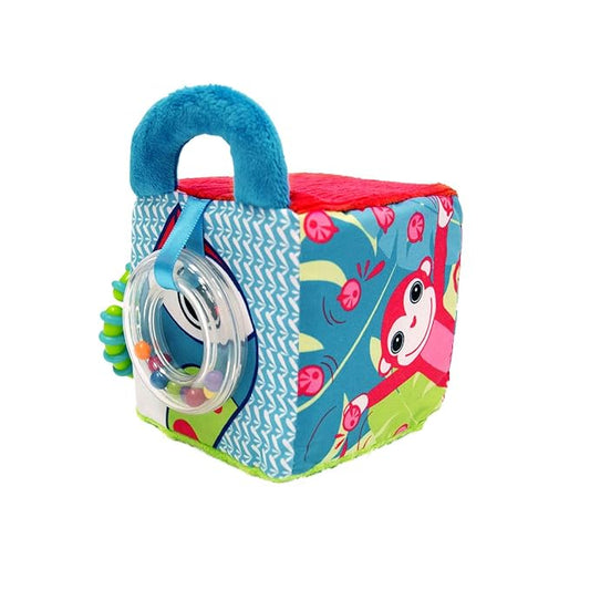 Ludi Fabric Cube for Baby Activity 10 x 10 x 10 cm Multiple Sensory Activities That Attract Curiosity. Various Colours, Patterns and Textures. 30038 Develops Dexterity