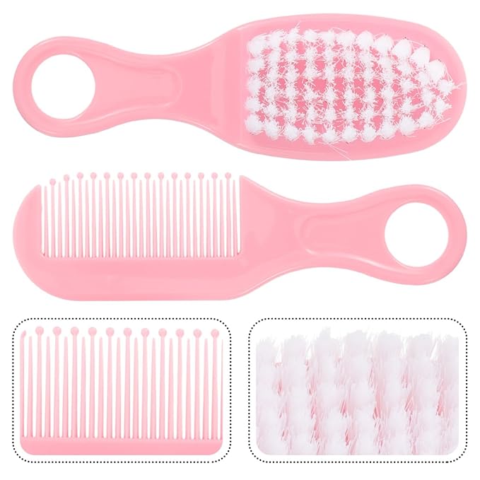 SUPVOX Baby Brush and Comb Set for Newborns Infant Massage Hair Brush with Circular Tooth Comb to Promote Scalp Circulation and Brain Development 4.72X1.57X0.78 Inches