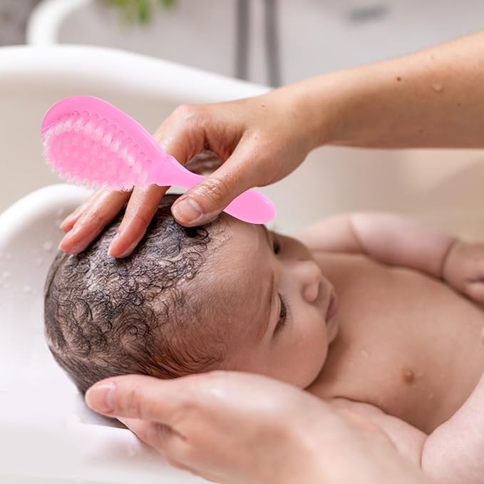 Brush and Comb Set for Boy Girl Anti-Static Massage Comb for Gentle Hair Care Pink Color Promotes Blood Circulation and Brain Development for Newborns and Toddlers