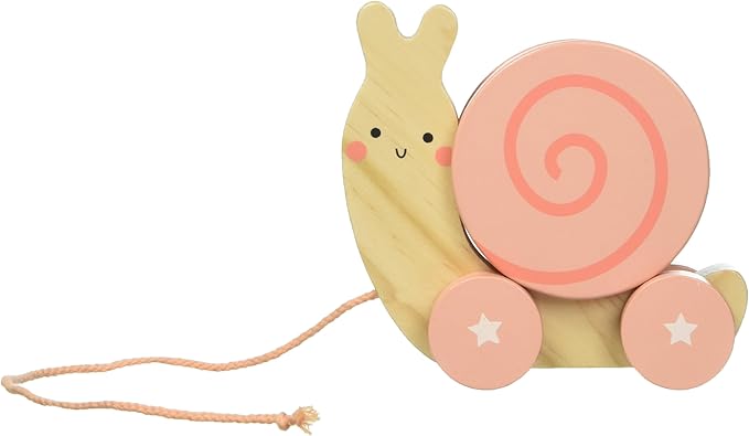 Pearhead Montessori Snail Pull Toy, Pull Along Wooden Toy, Early Development Push and Pull String Toy, Motor Skill Toy for Toddlers Ages 1+ Year