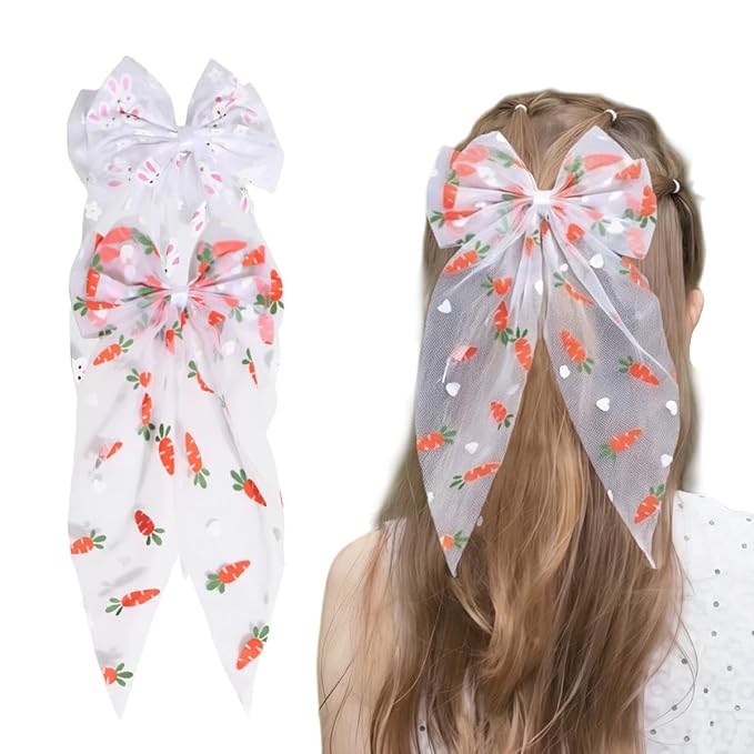 Baby Girls Carrot Hair Clips Pin Easter Bunny HairClips Carrot Hair Barrettes Pin JHE27 (E0-Bow)