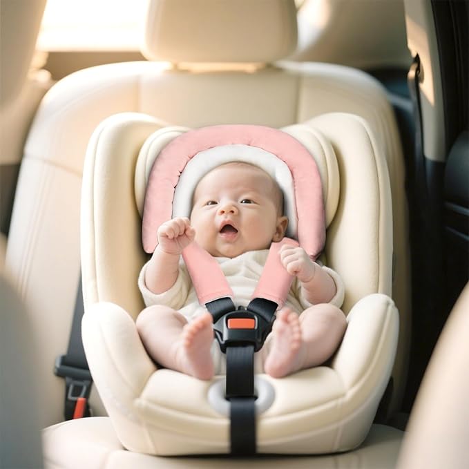 Pea Pod Upgraded 2-in-1 Baby Car Seat Insert Cushion Pad, Extra Soft Infant Car Seat Head Support for Newborn, Perfect for Carseat, Stroller, Swing, Bouncer, Pink