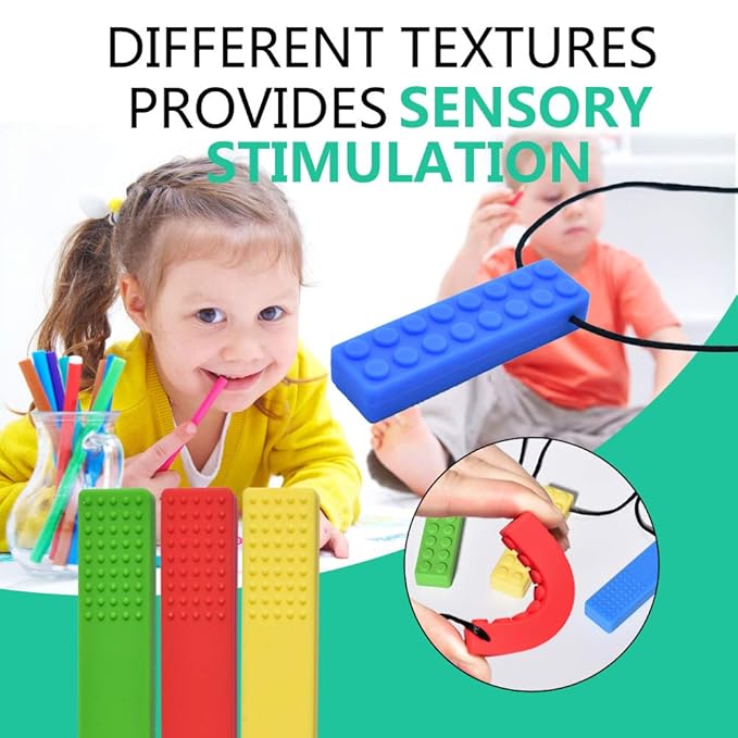 Chew Necklace, Sensory Chew Necklace Bundle for Kids with Teething, ADHD, Autism, Biting Needs, Oral Motor Chewy Teether, for Boys&Girls。