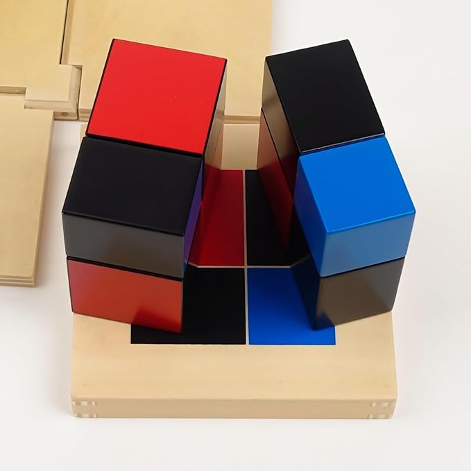 Hidoggy Montessori Binomial Cube, Montessori Sensorial Learning Materials Math Toy for Toddlers, Kids