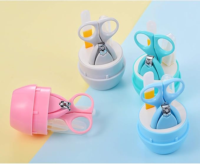 SONARIN Transparent Lid Baby Nail Kit,4-in-1 Baby Grooming Kit,with Baby Nail Clippers,Scissor,Nail File&Tweezer,Baby Nail Care Kit for Newborn,Infant or Toddler(Pink)