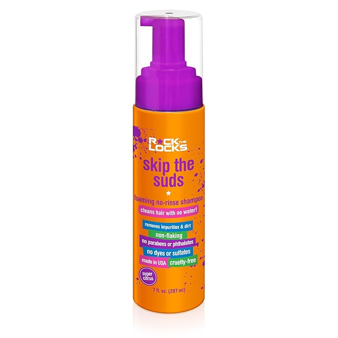 Piggy Paint Rock the Locks Foaming Rinse-free Shampoo for Kids - 7 fl. oz, Cleans Hair with No Water or Rinsing, No Parabens or Phthalates or Sulfates, Cruelty-free