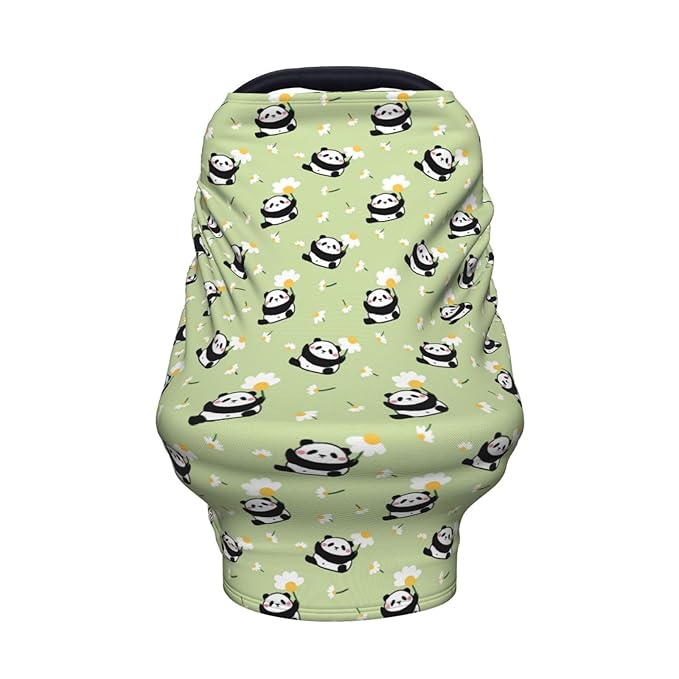 Panda Car Seat Canopy, Baby Breastfeeding Cover, Multi Use Baby Stroller and Carseat Cover, Boys and Girls Shower Gifts