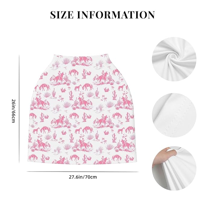Cowboy Western Pink Baby Stuff Car Seat Cover for Baby Cactus Carseat Covers for Girl Boy Stretchy Soft Breathable Breastfeeding Infant Car Seat Canopy Carrier Cover