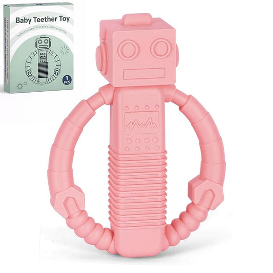 Baby Teether Toys, Silicone Teething Toys with Rattle for 3 Months +, Rattle Toy for Babies Boys & Girls, Relief Teething Pain, Smoothe Babies Gums (Color 2)