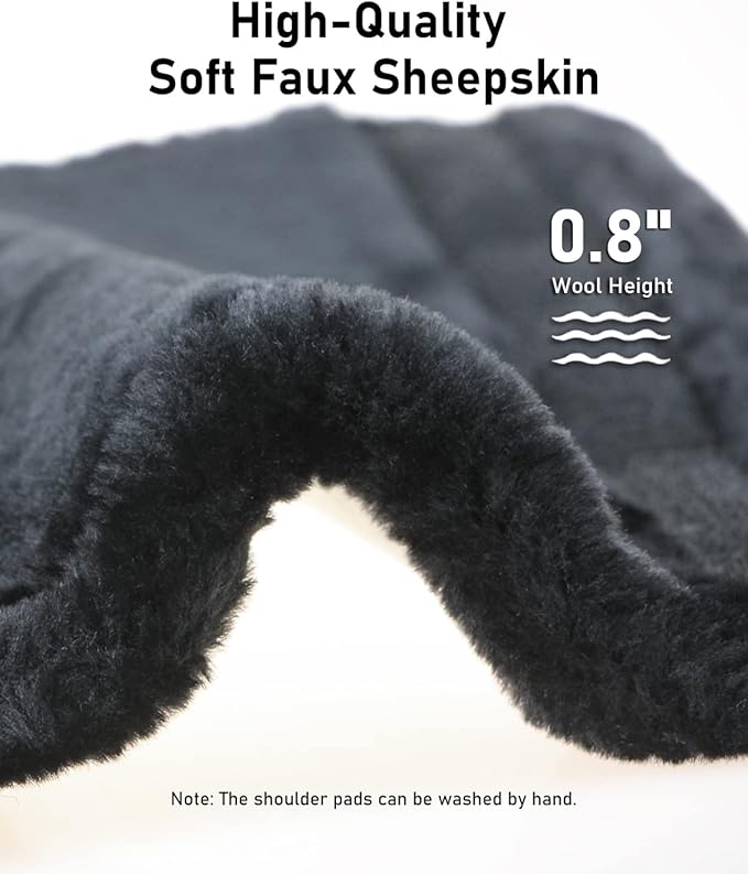 BELINOUS Faux Sheepskin Seat Belt Cover, Soft & Comfortable Seat Belt Shoulder Pad, Thick Car Seat Belt Cushion, Seat Belt Neck Protector for Kids Adults 4 Pack (Black)