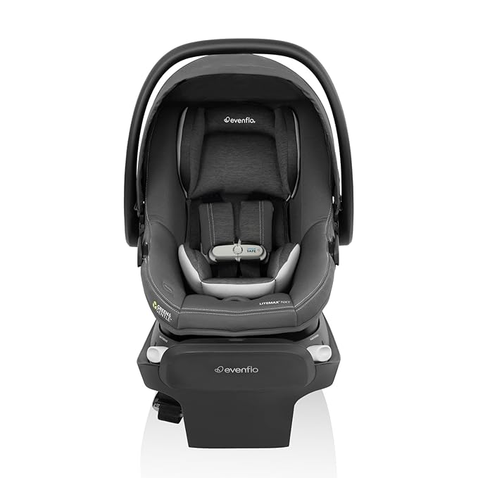 Evenflo Revolve180 LiteMax NXT Rotating Rear-Facing Lightweight Preemie and Infant Car Seat 3-30lbs with Green & Gentle. Easy Install with Base (Anchor Gray)