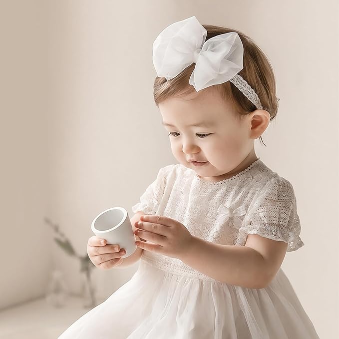 Baby Girls Cute Lace Bow Headband Soft Cotton Elastic Hair Accessories for Toddlers Newborns Ideal for Birthdays Baby Shower Photoshoots Special Occasions