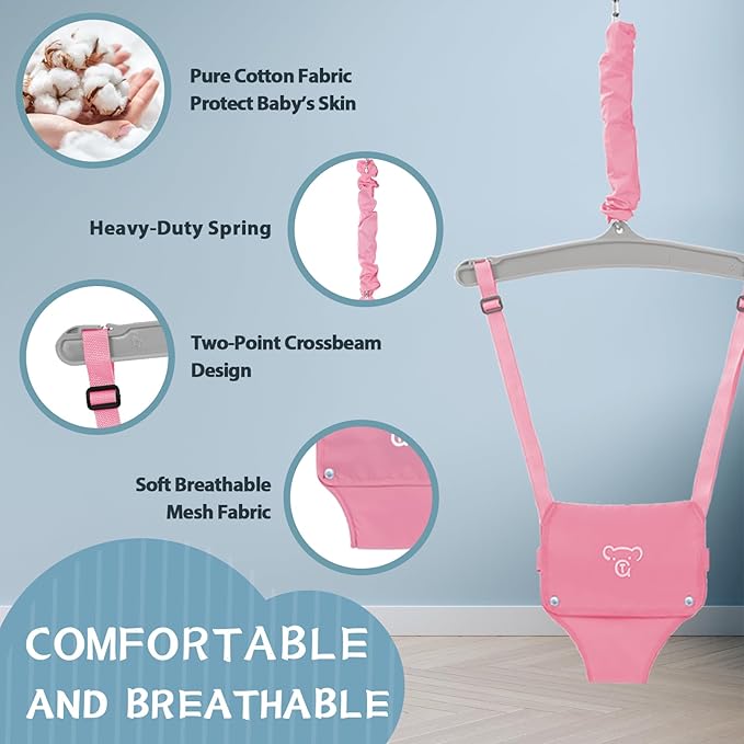 G TALECO Gear Baby Jumper with Stand,Baby Bouncer,Easy Set-Up,Baby Exerciser for Active Babies,Suitable for Indoor and Outdoor, Water Mat Include (Pink)