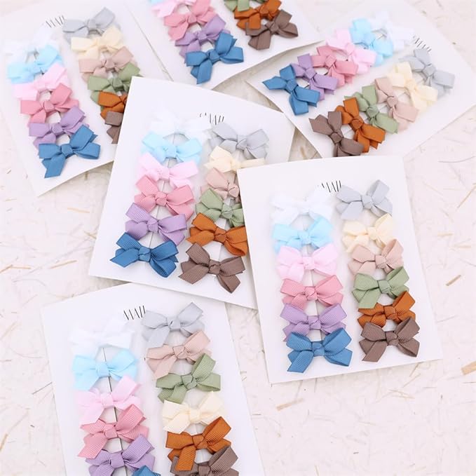 12 PCS Baby Bow Bangs Hair Clips Tiny Snap Clip for Infant Toddler Girl Mini Grosgrain Ribbon Hair Bow Barrettes Girls Hair Accessories (1.75" jojo bow Macaroon 12 PCS)