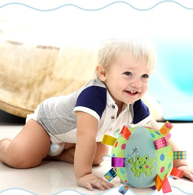 Baby Ball Kid Infant Early Educational Soft Plush Tag Colorful Ball Hand Grasp with Bell Inside