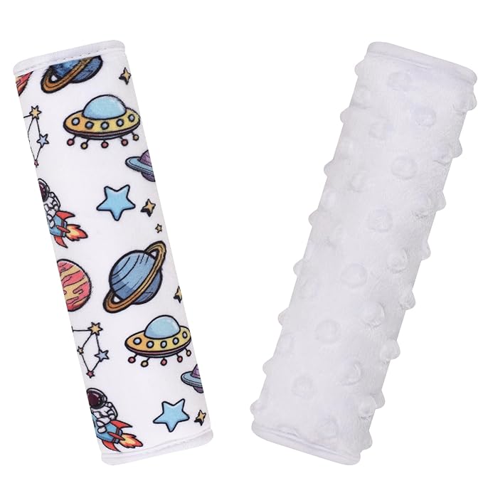 Seat Belt Covers for Kids, Double-Sided Use Shoulder Pads for Kids, Comfort Neck Strap Covers, Cute Car Seatbelt Cushion Covers for Boys Girls(2 Pack)