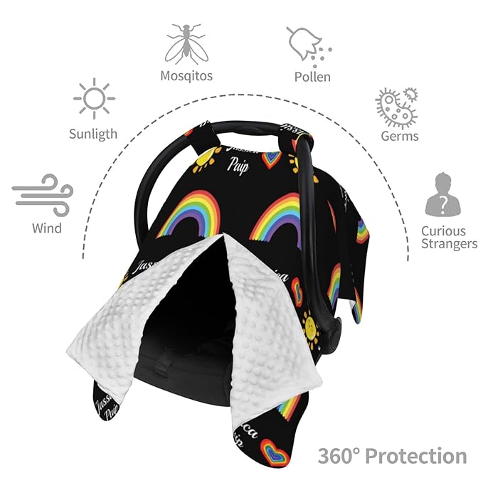Personalized Baby Name Car Seat Covers for Girls,Nursing Custom Carseat Canopy for Babies Boy Winter Breastfeeding Cover Car Seat Canopies for Newborn Infant Toddler
