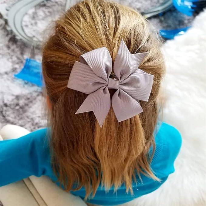 24 Colors Boutique Hair Bow Clips for Little Girls Grosgrain Ribbon Bow Alligator Hair Clip Toddler Baby Girl Kids Teens Hair Accessories (24 pcs/3.5 Inch Pinwheel)