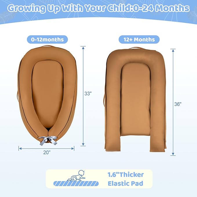 Baby Lounger, Baby Lounger for Newborn 0-24 Months, Premium Soft & Breathable Infant Lounger, Pure Cotton Baby Nest for Boys & Girls, Portable Newborn Lounger for Travel and Home.