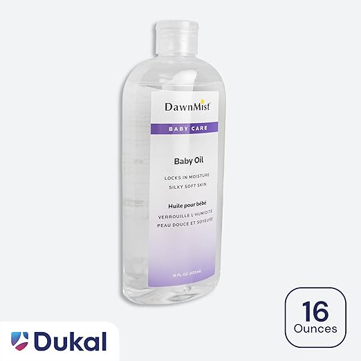 Dukal Dawn Mist Baby Oil with Dispensing Cap, 16 oz. Bottle (Pack of 12)