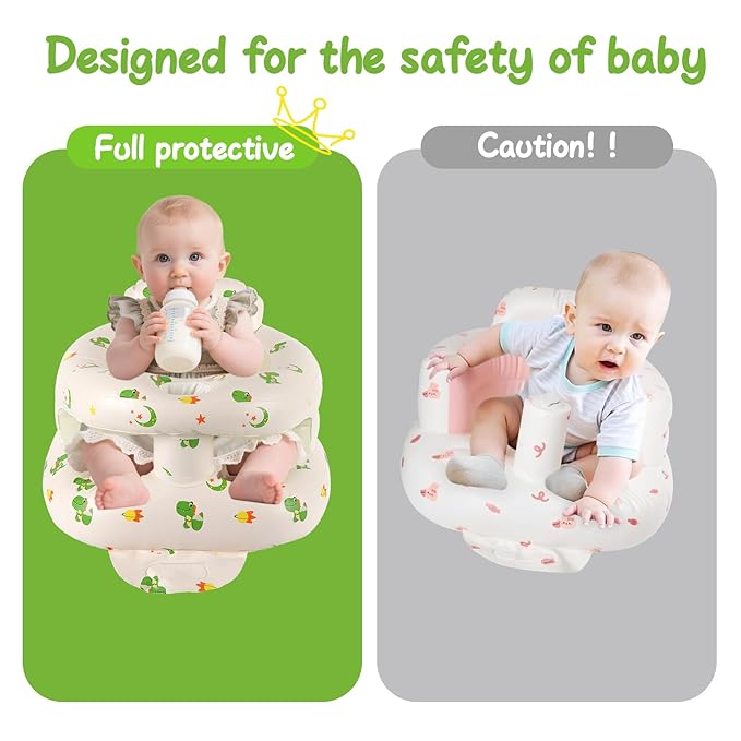 TDTOK Inflatable Baby Seat, Sit Me Floor Seat for Babies 3 Months Up, Inflatable Baby Chair with Fence & Built-in Air Pump for Home, Travel