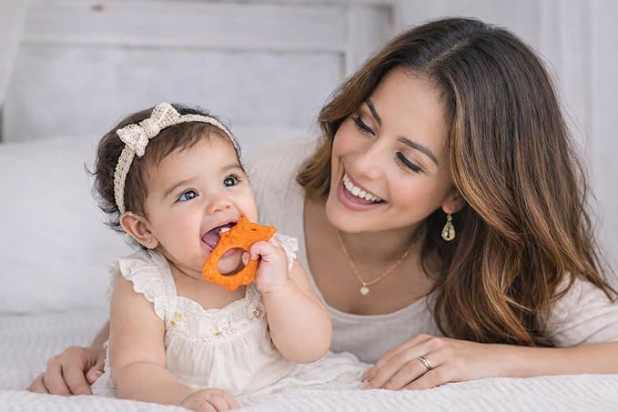 Fox Silicone Baby Teether – Orange | 100% Food Grade Teething Toy | Textured Gum-Soothing Dots & Easy Grip Ring | BPA-Free, Phthalate-Free | Chew from Any Angle | Sensory Toy 3-36 Months