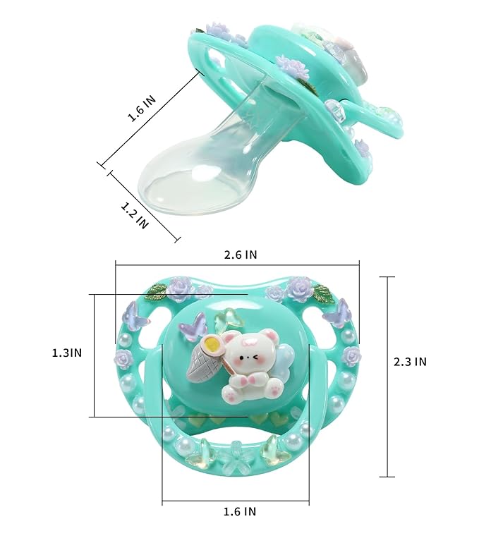 CutiePlusU Adult Sized Pacifier Dummy DIY Handmade Big Shield- Green