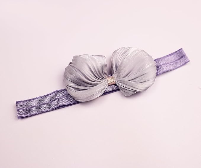3pcs Baby Girl Bows Headband Chiffon Flower Hairband for Newborn Infant Toddler Soft Elastic Hair Bow Accessories for Baby Birthday Party (Purple, Standard size)