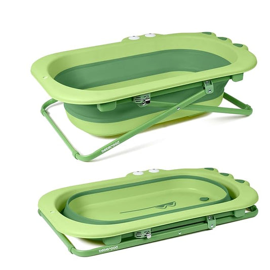 Beberoad Love Collapsible Baby Bathtub for Newborn to Toddler – Portable & Adjustable Infant Tub with Non-Slip Design, Space-Saving Bathtub for Travel & Home Use (Green)