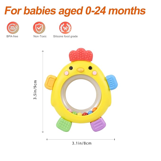 Baby Teether for 0-6 Months, Soft Silicone Teething Toy, Freezer Safe Cooling Relief, Easy Grip Design, BPA Free Baby Teething Toys 0-6 6-12 Months