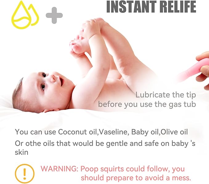 Gas and Colic Reliever for Babies, Effective Instant Constipation Relief for Babies, Natural Solution for Baby Colic and Gas Relief (20 Count, Pink)