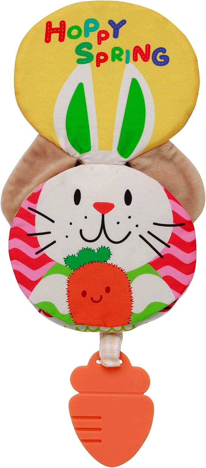 Magic Years Soft, Crinkle Activity Book with Teether and Travel Strap for Baby, 6 inches, Brown Bunny, Easter