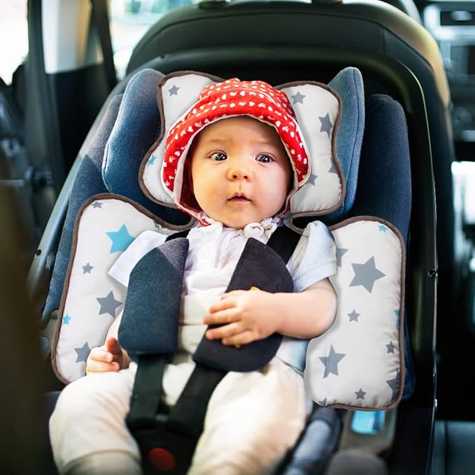 KAKIBLIN Toddler Head Body Support Pillow, Baby Seat Pad for Car Seat Stroller (Gray Star)
