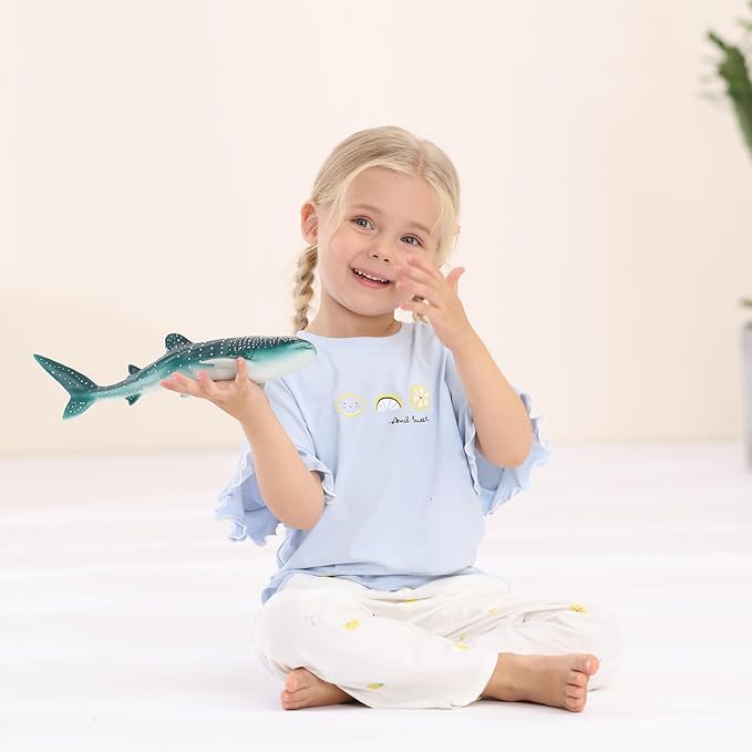 Gemini&Genius Great White Shark and Whale Shark Action Figure Set Soft Rubber Ocean Sea Animal Marine Animal Model Toys for Kids Swimming, Beach, Bath, Role Playing