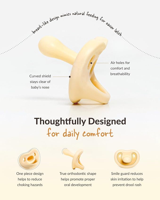 Moyuum Silicone Macaron Pacifier | Made in Korea, BPA Free One-Piece Design Baby Soother, Soft Orthodontic Shape with Air Holes, 2 Pack with Travel Case, Babies 3-6 Months (Yellow + Pink, Stage 2)