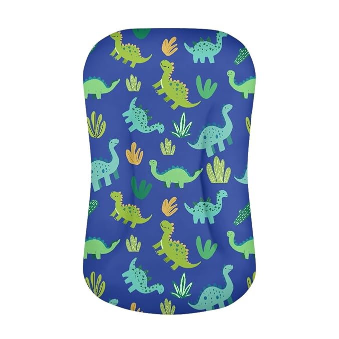 Cute Dinosaur Snuggle Me Lounger Cover for Baby Boys Cartoon Print Baby Lounger Covers 31.5'' x 21.3'' Soft and Breathable Nest Replacement Slipcover Blue