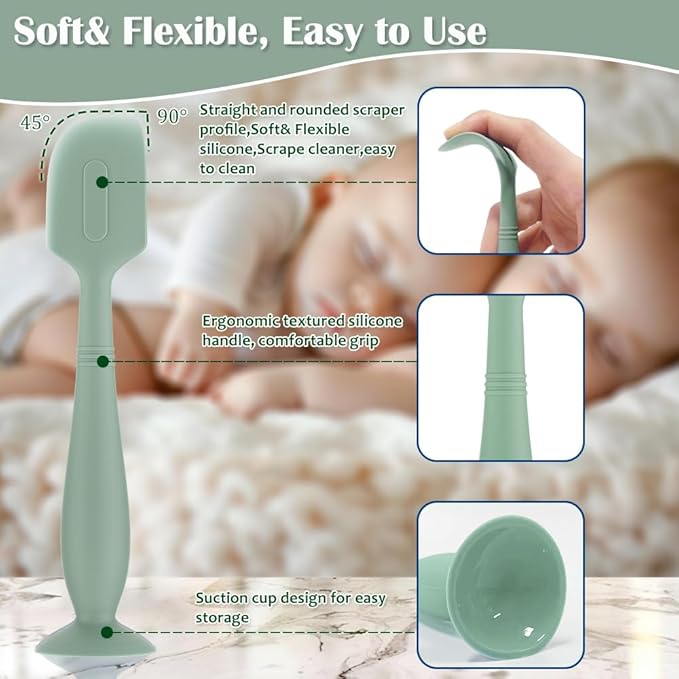 Baby Diaper Cream Spatula,3 Pack Silicone Diaper Cream Applicator Baby Butt Paste Spatula Diaper Cream Brush for Newborn Baby, 1 x Small Size (Green&Blue&Khaki)