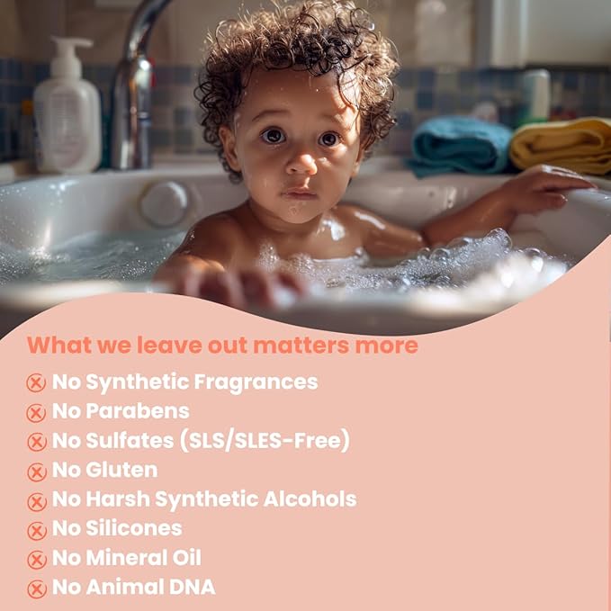 Organic Baby Shampoo and Body Wash, Tear-Free 2-in-1 for Sensitive Skin, Dermatologically Tested, Vegan, Rose Water, 13.5 Fl Oz