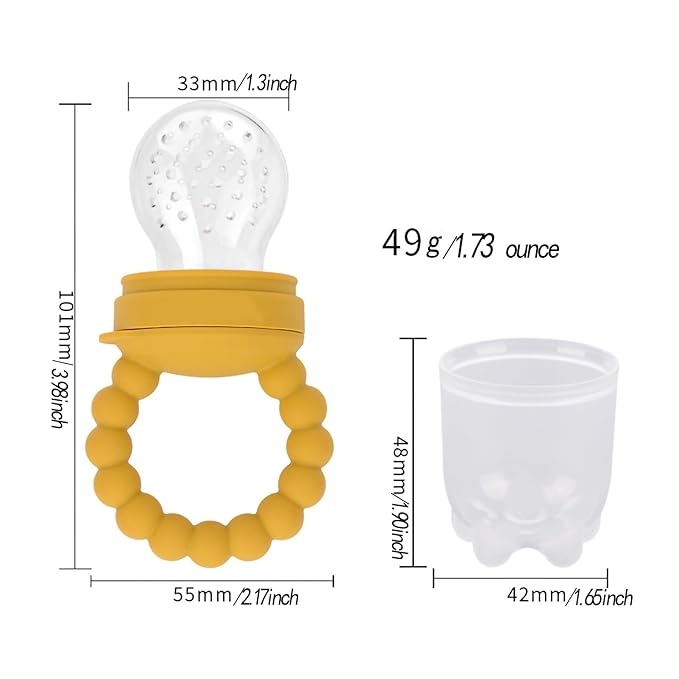 Fruit Food Feeder Pacifier Fruit Pacifier Feeder Baby Teether Toy Silicone Fruit Feeder Baby Fruit Feeder Pacifiers (Khaki)