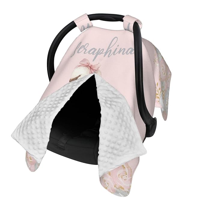 Custom Baby Name Nursing Cover Floral Swan – Personalized Car Seat Canopy, Stroller Cover, Baby Minky Blanket, Privacy Breastfeeding Cover, Soft Breathable Infant Shower Gift
