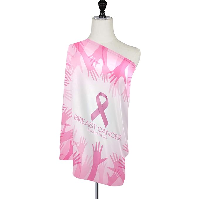Breast Cancer Awareness with Pink Ribbon in Circle Hands Design Stretchy Baby Car Seat Cover Infant Canopy Nursing Covers Breastfeeding Cover Breathable Windproof Winter Scarf for Boys Girls
