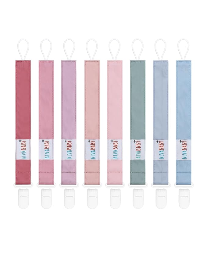 ALVABABY Pacifier Clips 8 Pack Pacifier Binky Paci Holder Leashes for Baby Teethers 8DP10