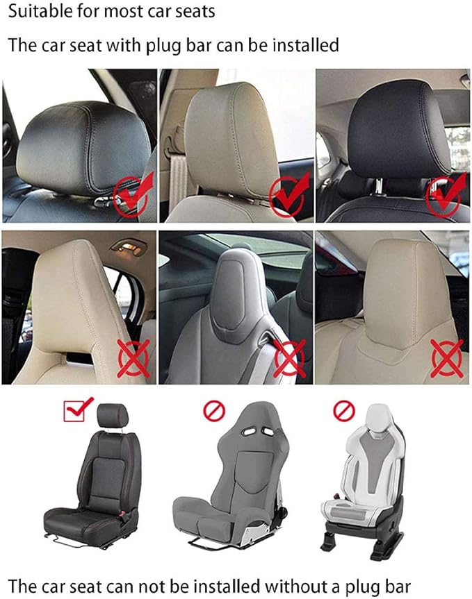 Car Headrest Pillow, 360°Adjustable PU Leather Car Seat Head Neck Support Rest Cushion Both Kids Adults for Travel Sleeping