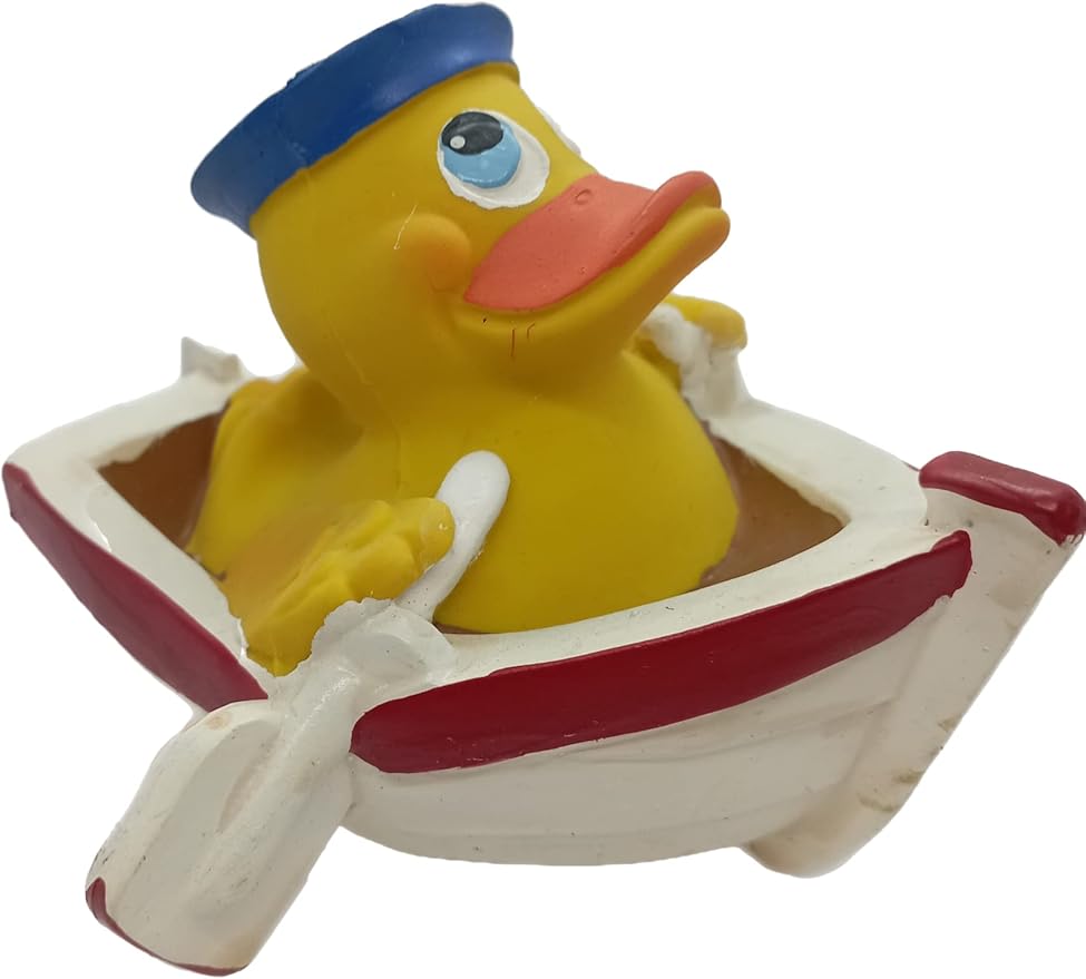 Row Boat Rubber Duck Bath Toy | All Natural, Organic, Eco Friendly, Squeaker | Imported from Barcelona, Spain