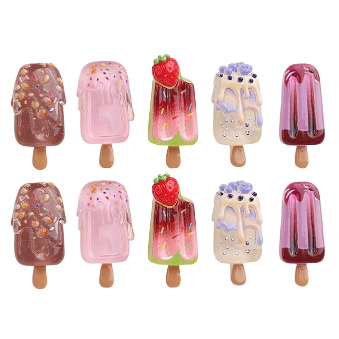 5 Pairs(10 Pcs) Super Cute Lovely Summer Realistic Mini Icecream Hairpin Ice Sucker Hair Clips Hair Decoration Women Girls Salon Hairstyle Hairdressing Grip -Icecream