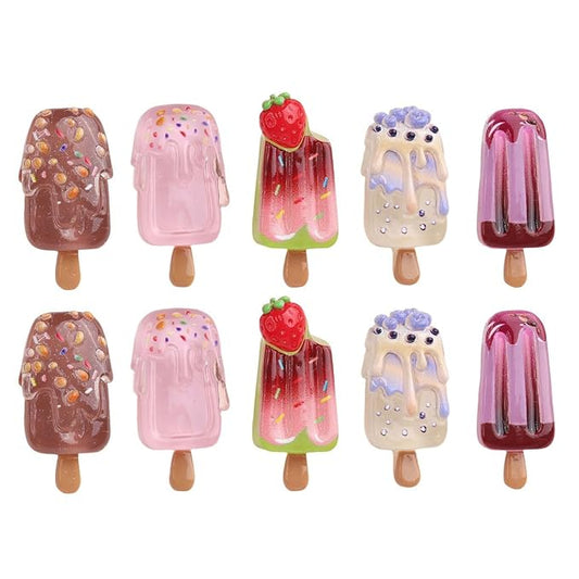 5 Pairs(10 Pcs) Super Cute Lovely Summer Realistic Mini Icecream Hairpin Ice Sucker Hair Clips Hair Decoration Women Girls Salon Hairstyle Hairdressing Grip -Icecream