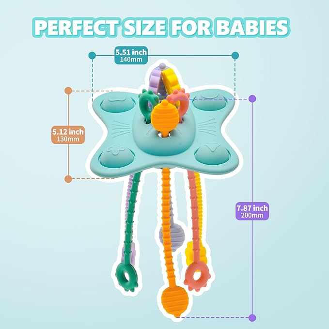 Silicone Montessori Sensory Toys for Babies 18 Months,Pull String Activity Toy, Early Educational Fine Motor Skills Toy for Toddlers,Car Seat Airplane Travel Toys
