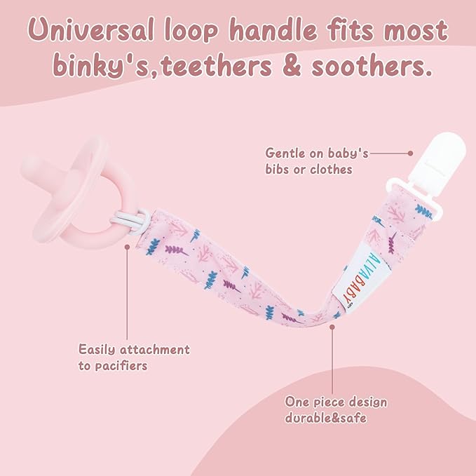 ALVABABY Pacifier Clips 8 Pack Pacifier Binky Paci Holder Leashes for Baby Teethers 8DP09