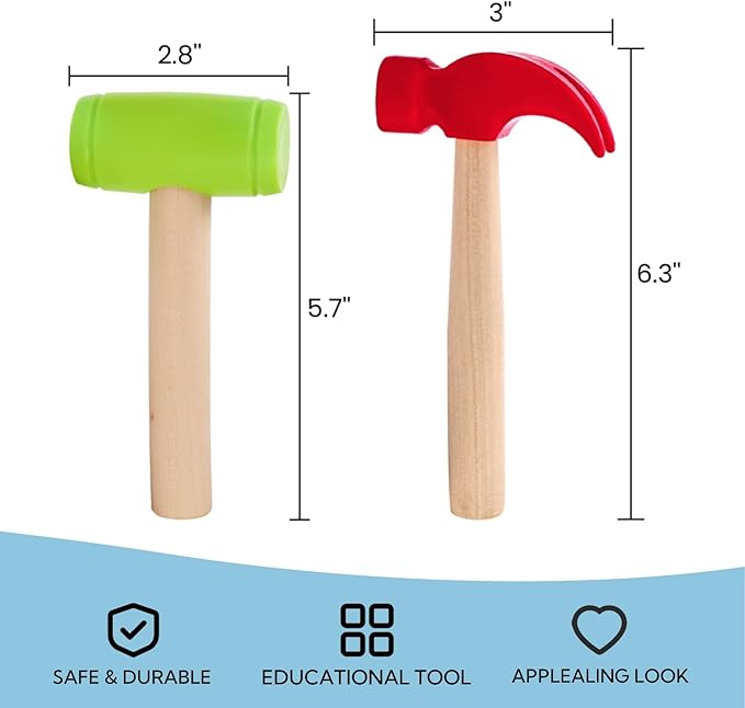 10 Pack Kids Hammer Toy, Wooden Small Simulation Maintenance Tools, Pretend Play Educational Toys for Teens Girls Boys School Games Supplies